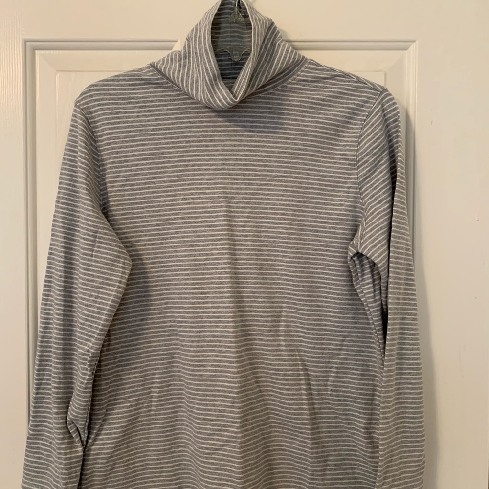 Gray/white striped LL Bean long sleeve